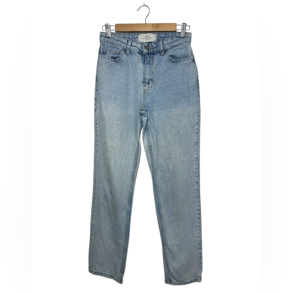Les Coyotes De Paris High Rise Straight Leg Womens Light Wash Denim Jeans Sz 25